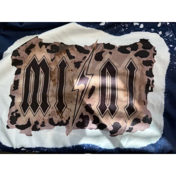 Mini Navy Blue Hoodie With Leopard Print & Splatter Design 6/7 - Picture 3 of 3